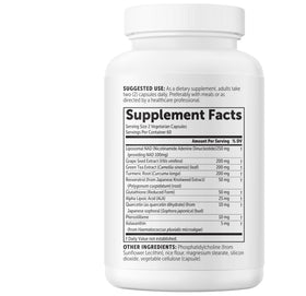 Micro Ingredients Liposomal NAD+ avec des ingrédients végétaux en arrière-plan
