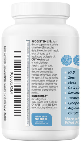 Micro Ingredients Liposomal NAD+ pour Hommes, présentation sur fond neutre