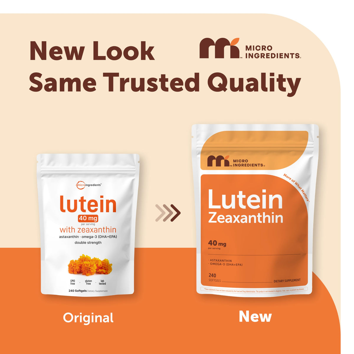 Micro Ingredients Luthéine 40mg gélules arrière avec informations nutritionnelles