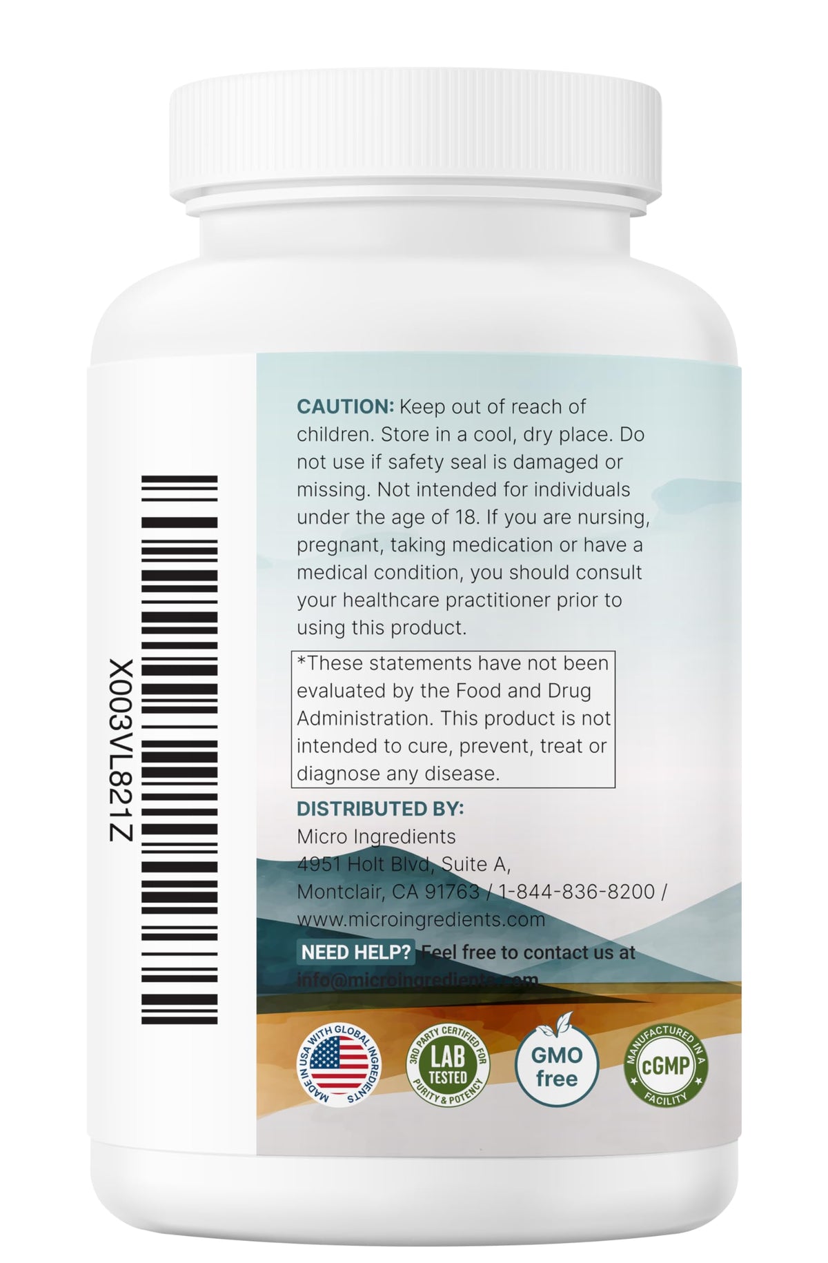 Micro Ingredients Magnésium Glycinate 240 capsules en gros plan
