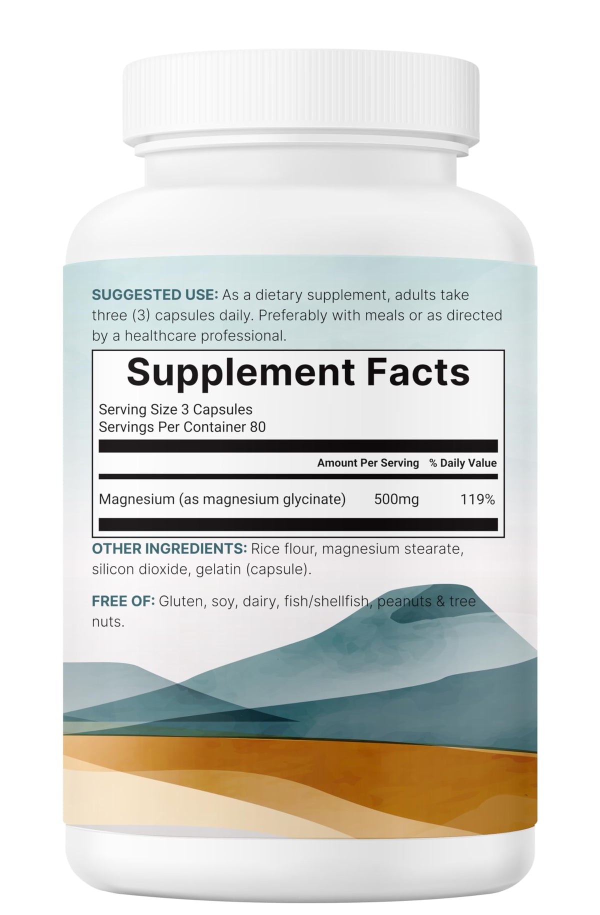 Micro Ingredients Magnésium Glycinate 500mg avec fond neutre