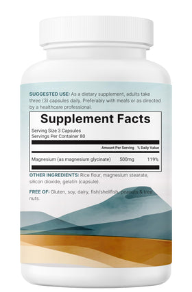 Micro Ingredients Magnésium Glycinate 500mg avec fond neutre