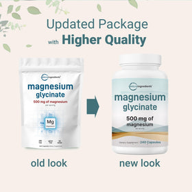 Micro Ingredients Magnésium Glycinate 500mg capsules avec étiquette