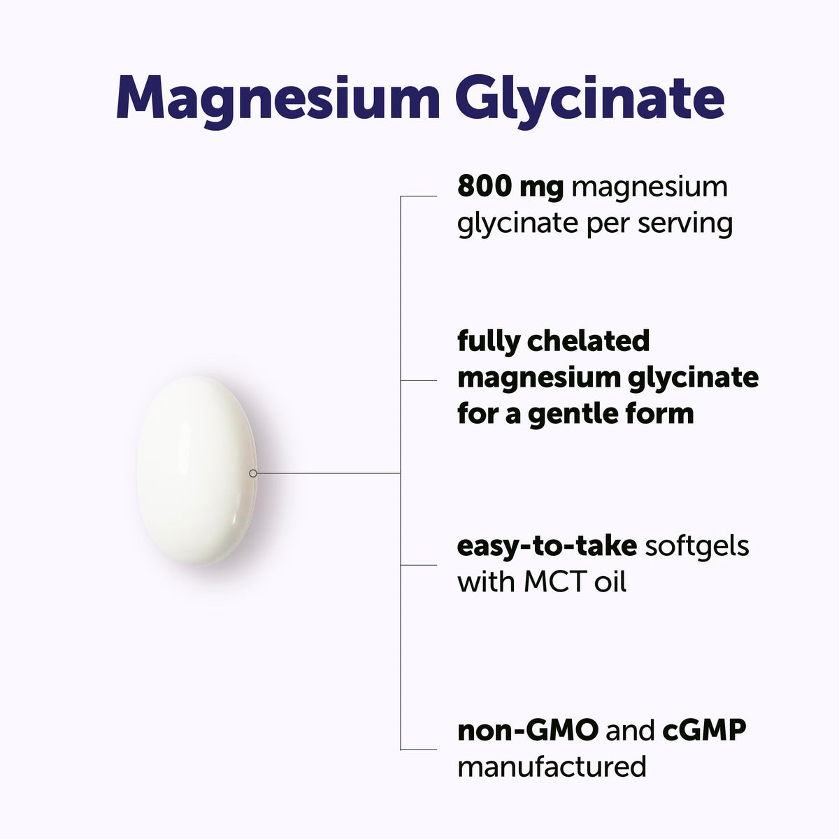 Micro Ingredients Magnésium Glycinate 800 mg gélules souples vue de côté