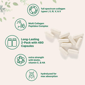 Micro Ingredients Multi-Collagène 480 capsules sur un fond neutre