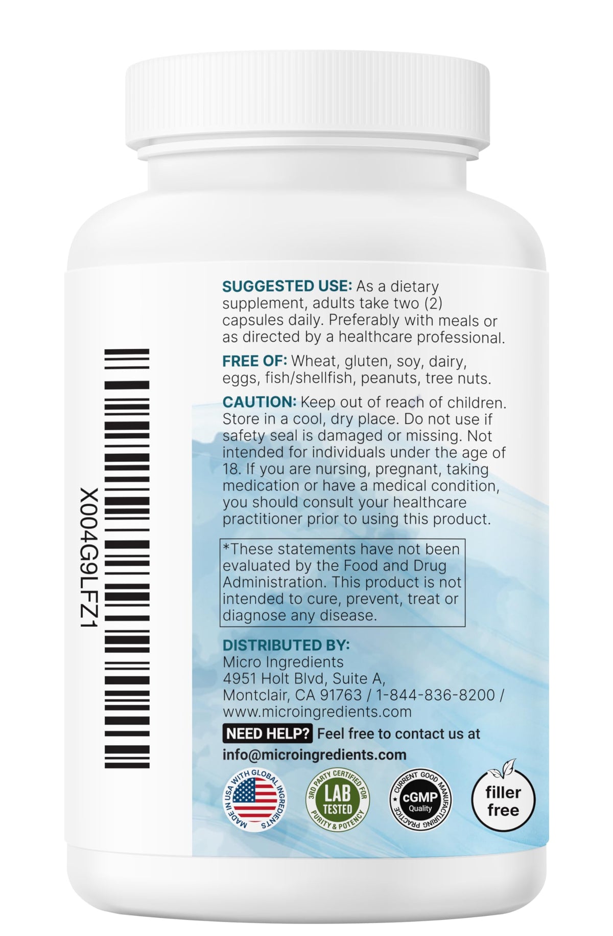 Micro Ingredients Multivitamines Méthylées Pures 480 Capsules, flacon avec vue d'ensemble