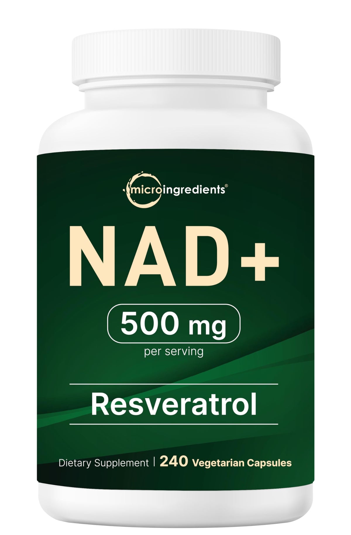 Micro Ingredients NAD+ 500mg avec Resvératrol capsules végétales avant