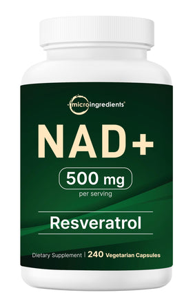 Micro Ingredients NAD+ 500mg avec Resvératrol capsules végétales avant