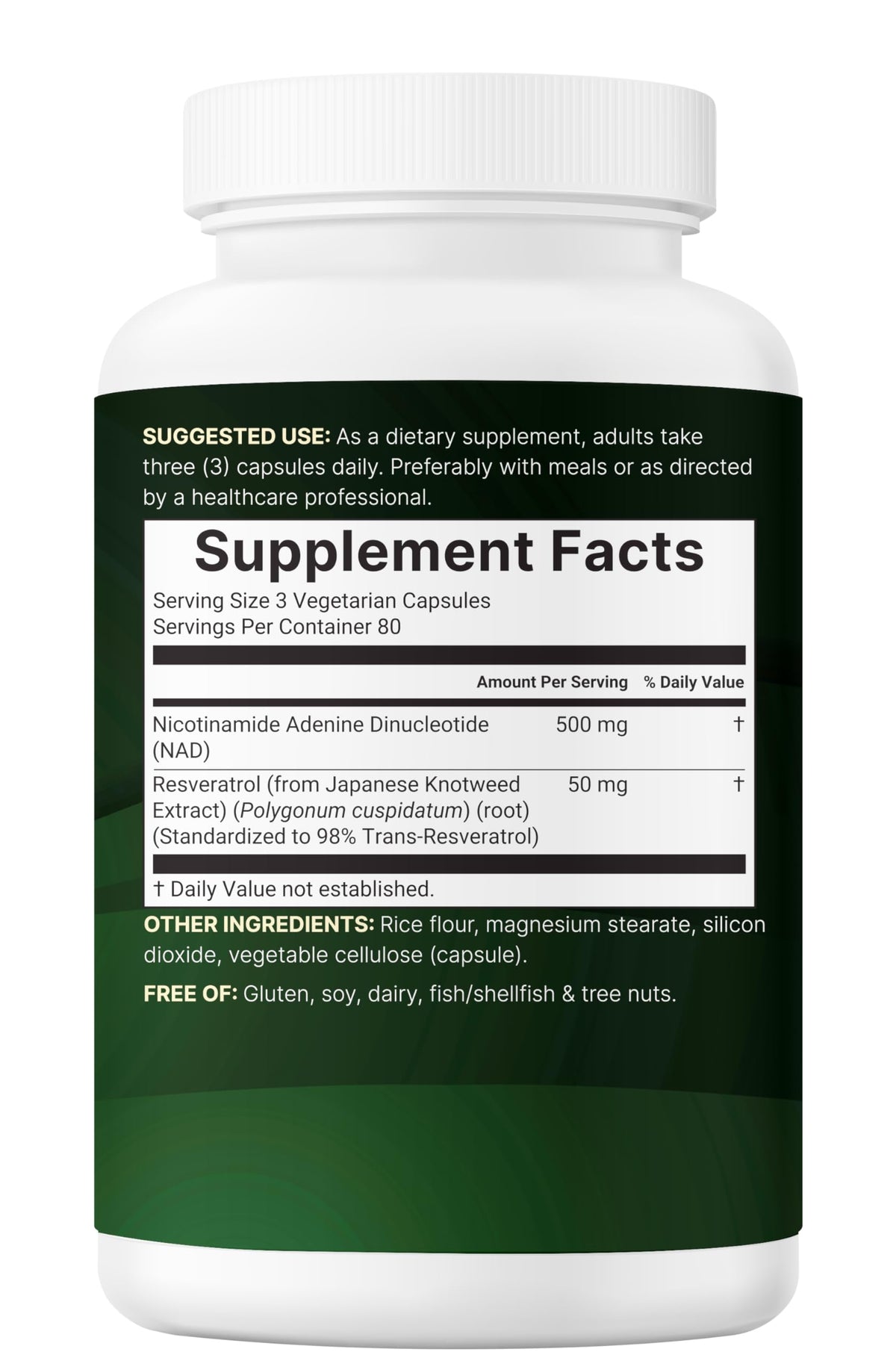Micro Ingredients NAD+ 500mg avec Resvératrol sur table avec verre d'eau