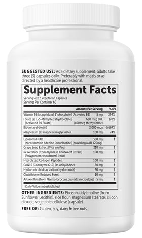 Micro Ingredients NAD+ Liposomal Femme bouteille avec capsules et plantes médicinales
