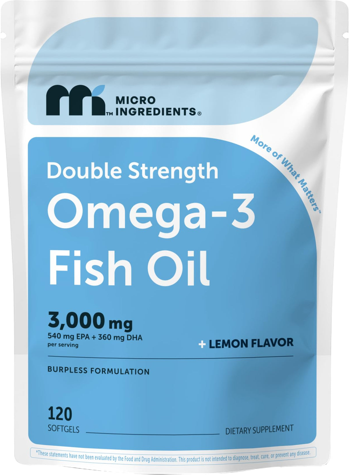 Micro Ingredients Omega 3 Huile de Poisson 3000mg gélules avant