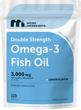 Micro Ingredients Omega 3 Huile de Poisson 3000mg gélules avant