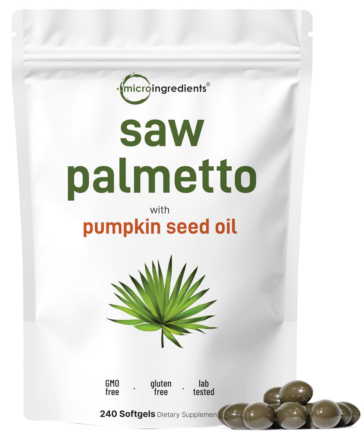 Micro Ingredients Palmetto et Huile de Graines de Citrouille 240 Softgels avant