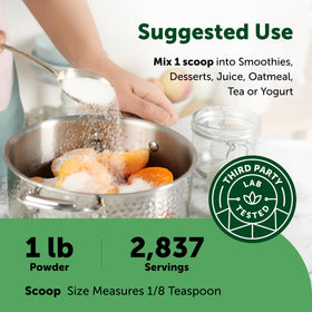 Micro Ingredients Poudre d'Extrait de Stévia Bio 481g dans une tasse de café