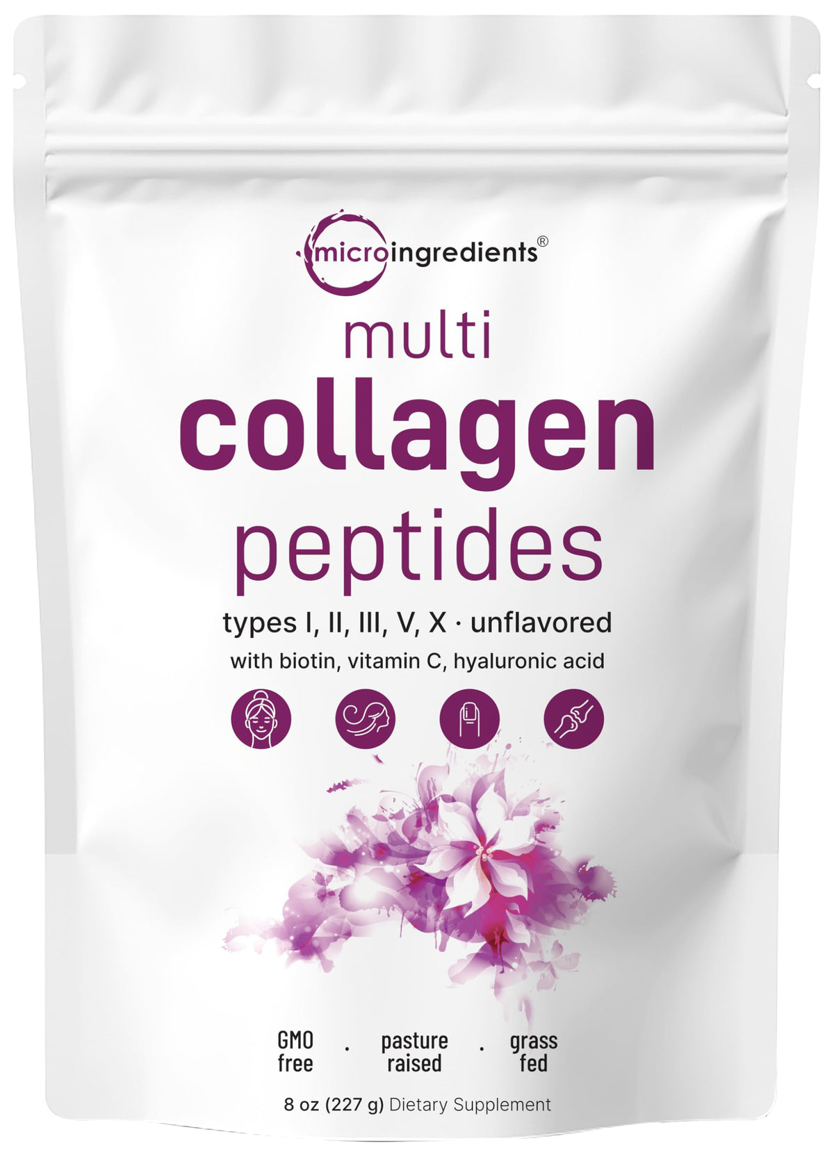 Micro Ingredients Poudre de Collagène Multi Peptides 8oz vue de face