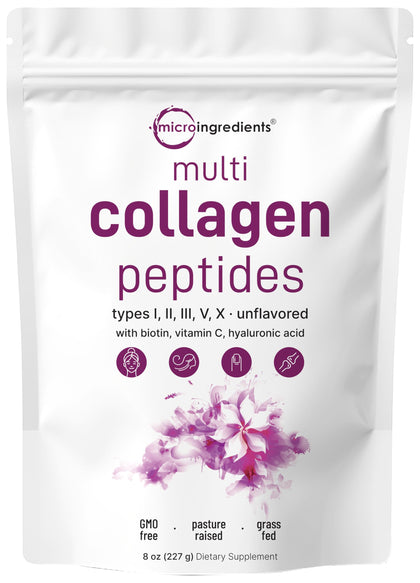 Micro Ingredients Poudre de Collagène Multi Peptides 8oz vue de face