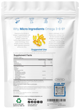Micro Ingredients Ultra Omega 3-6-9 3600mg gélules softgel arrière