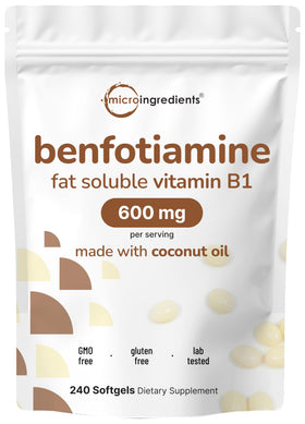 Micro Ingredients Vitamine B1 Benfotiamine 600mg gélules - vue avant