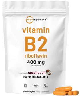 Micro Ingredients Vitamine B2 400mg 240 gélules avec huile de coco