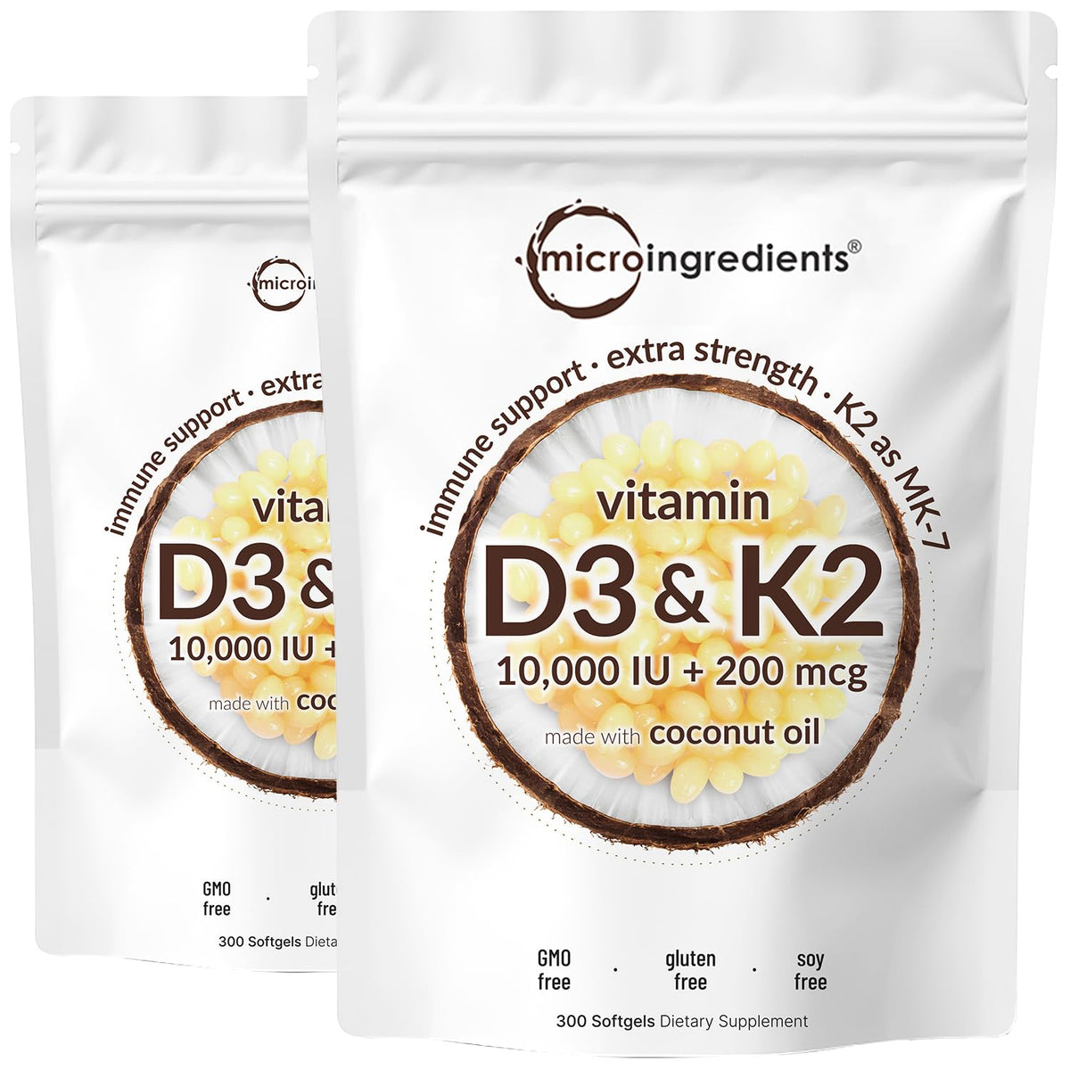 Micro Ingredients Vitamine D3 10 000 UI et K2 MK-7 200 mcg 2 packs