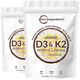 Micro Ingredients Vitamine D3 10 000 UI et K2 MK-7 200 mcg 2 packs
