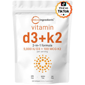 Micro Ingredients Vitamine D3 et K2 300 gélules sachet vue avant