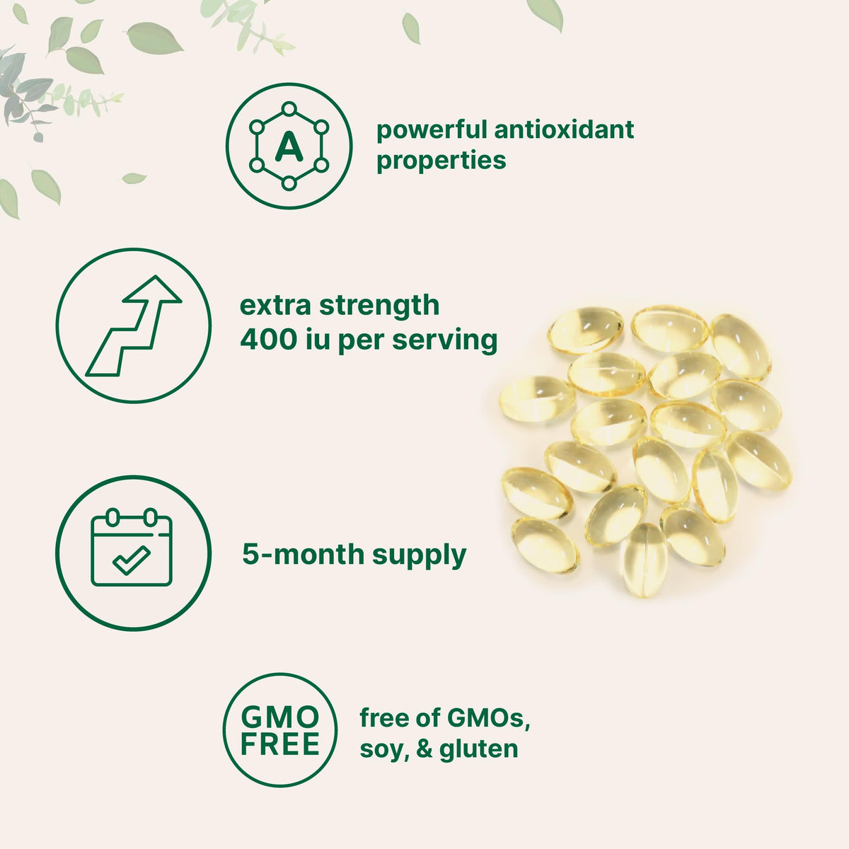 Micro Ingredients Vitamine E 400IU gélules molles avec sachet ouvert