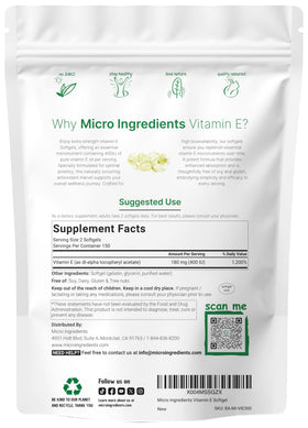 Micro Ingredients Vitamine E 400IU gélules molles vue arrière