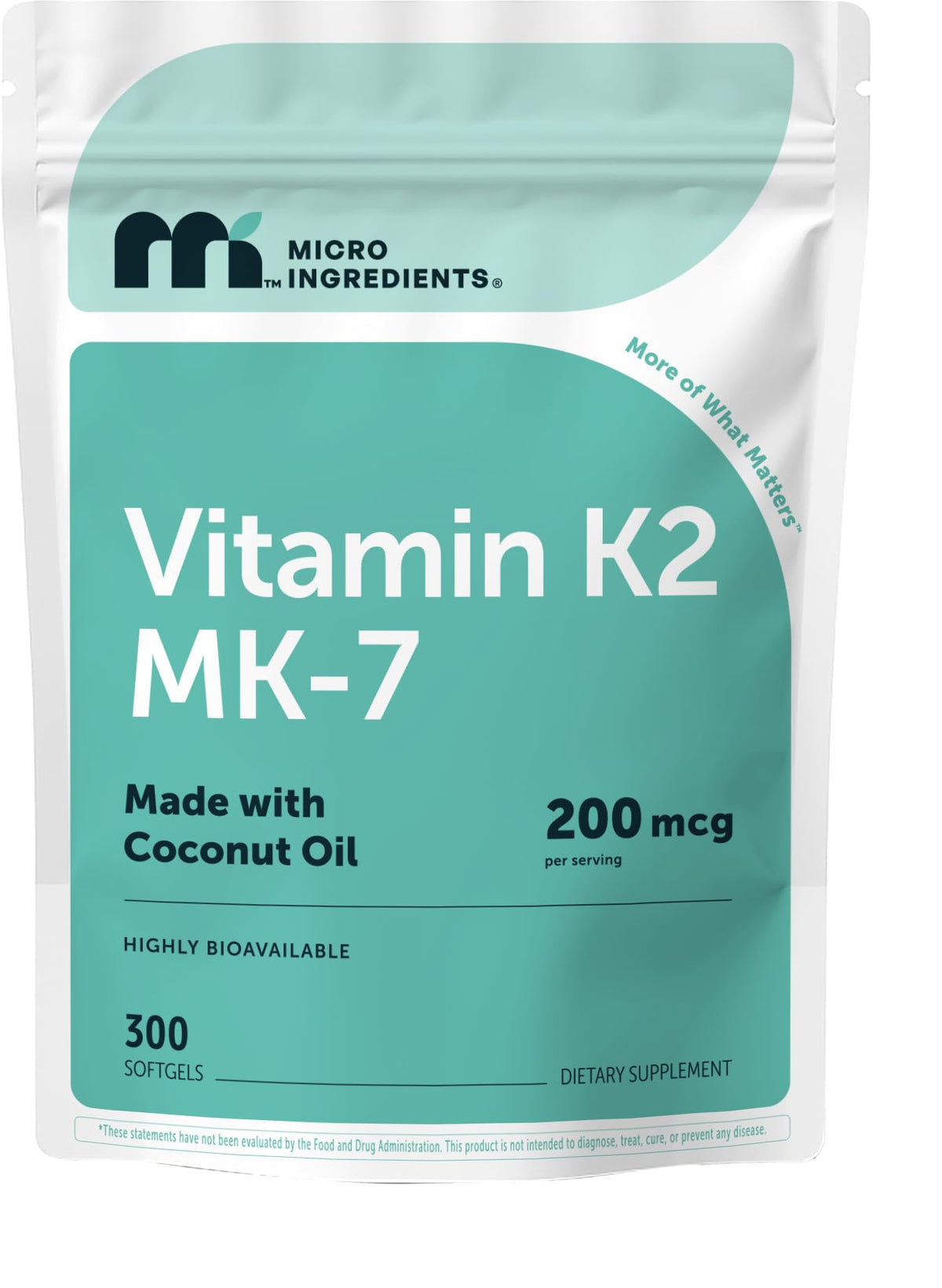 Micro Ingredients Vitamine K2 MK-7 200 mcg gélules de coco vue avant