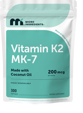 Micro Ingredients Vitamine K2 MK-7 200 mcg gélules de coco vue avant