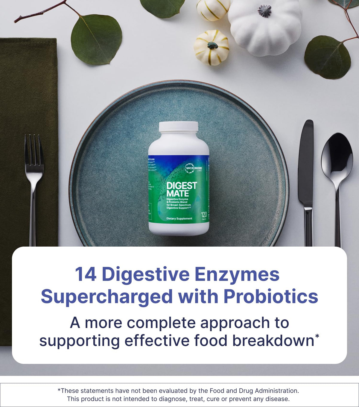 Microbiome Labs daily capsules sur une table