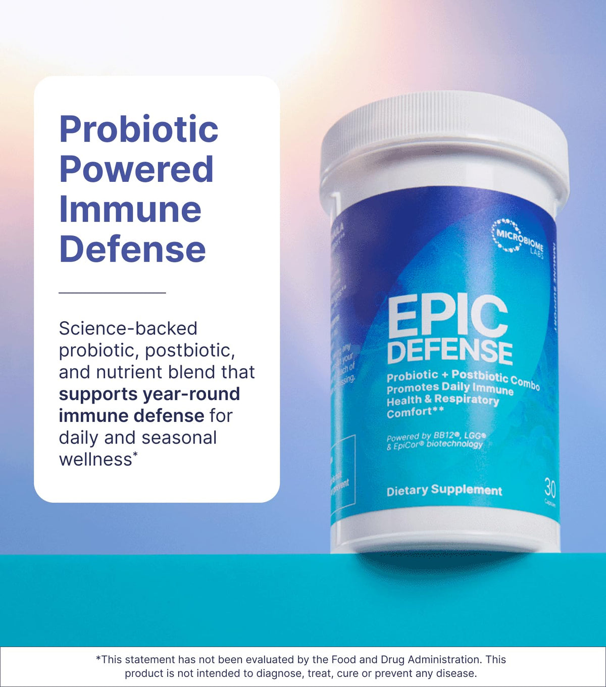 Microbiome Labs EpicDefense Probiotique 30 Capsules - vue arrière