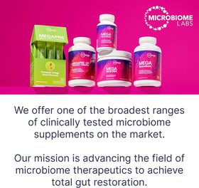Microbiome Labs HU58 sur une table avec d'autres compléments