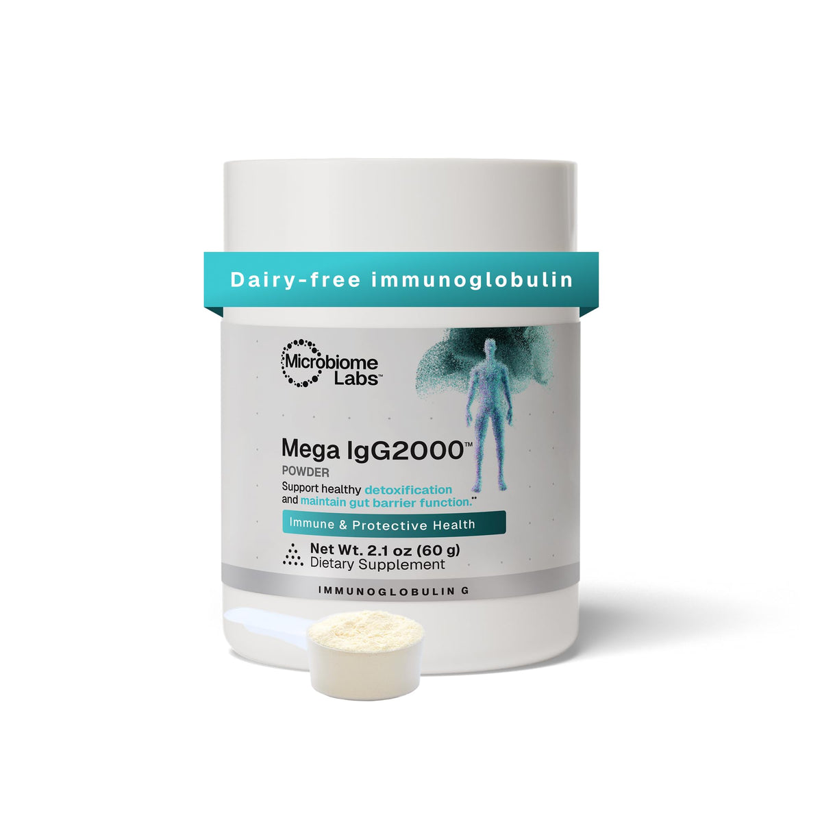 Microbiome Labs Mega IgG2000 Poudre de Santé Intestinale 100g vue de face