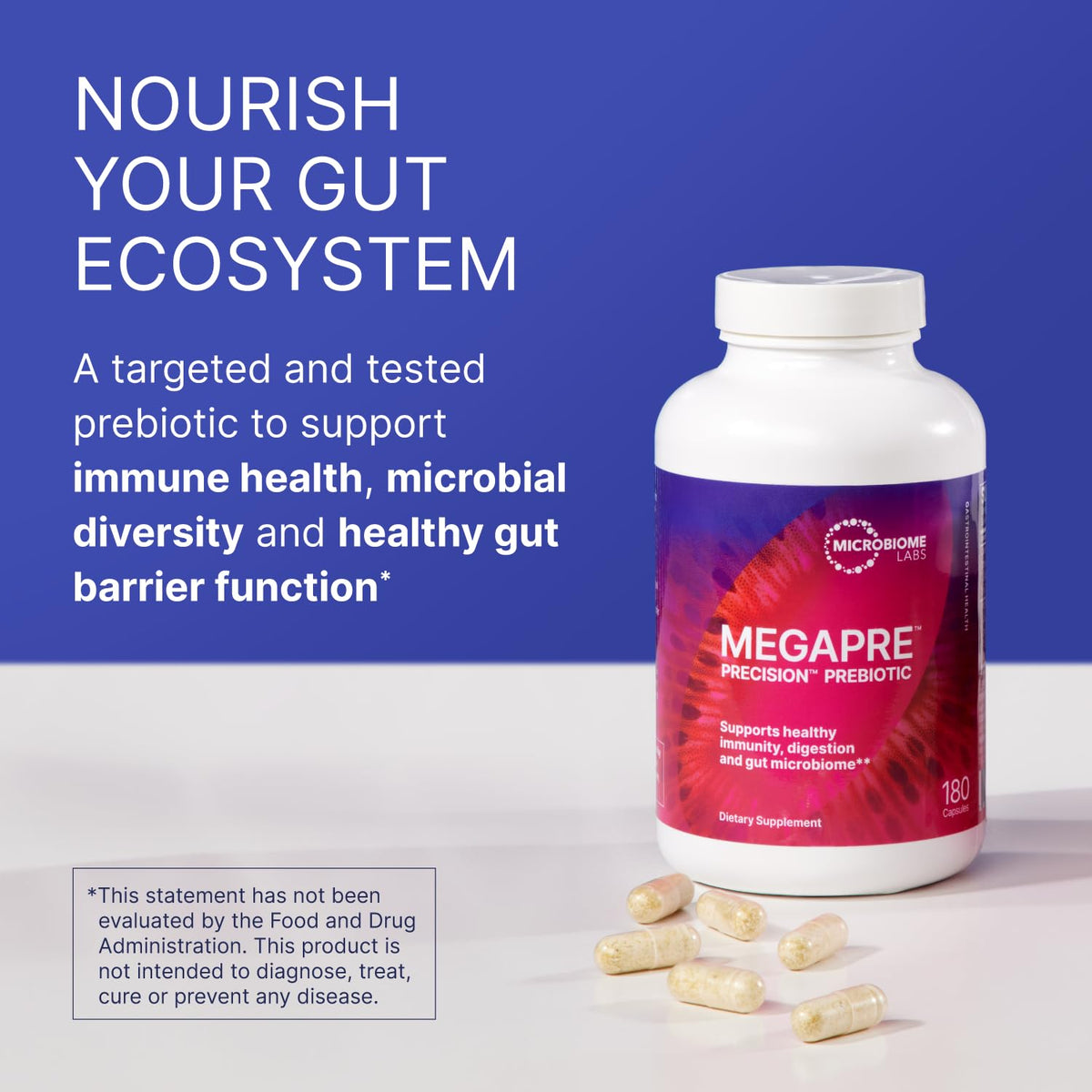 Microbiome Labs MegaPre Capsules - vue latérale