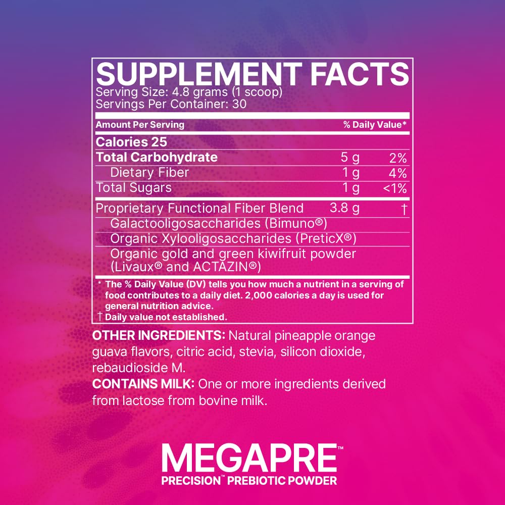 Microbiome Labs MegaPre Poudre Prébiotique 191g avec ingrédients naturels