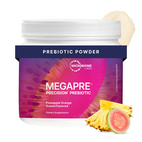 Microbiome Labs MegaPre Poudre Prébiotique 191g Saveur Ananas Orange Goyave vue de face