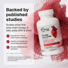 Microbiome Labs Omega Ultra SPM Huile de Poisson avec gélules à côté