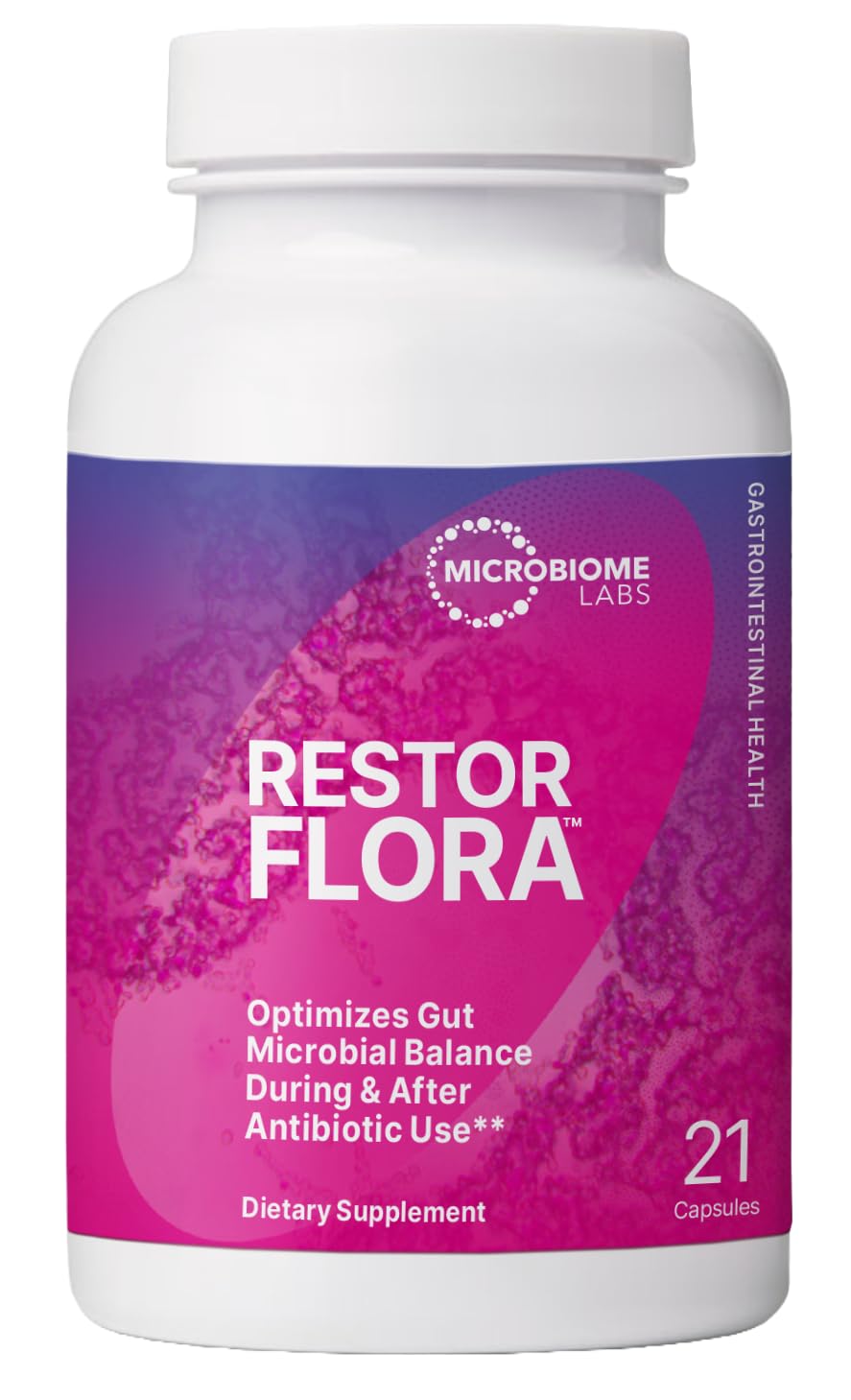 Microbiome Labs RestorFlora 21 capsules vue de face