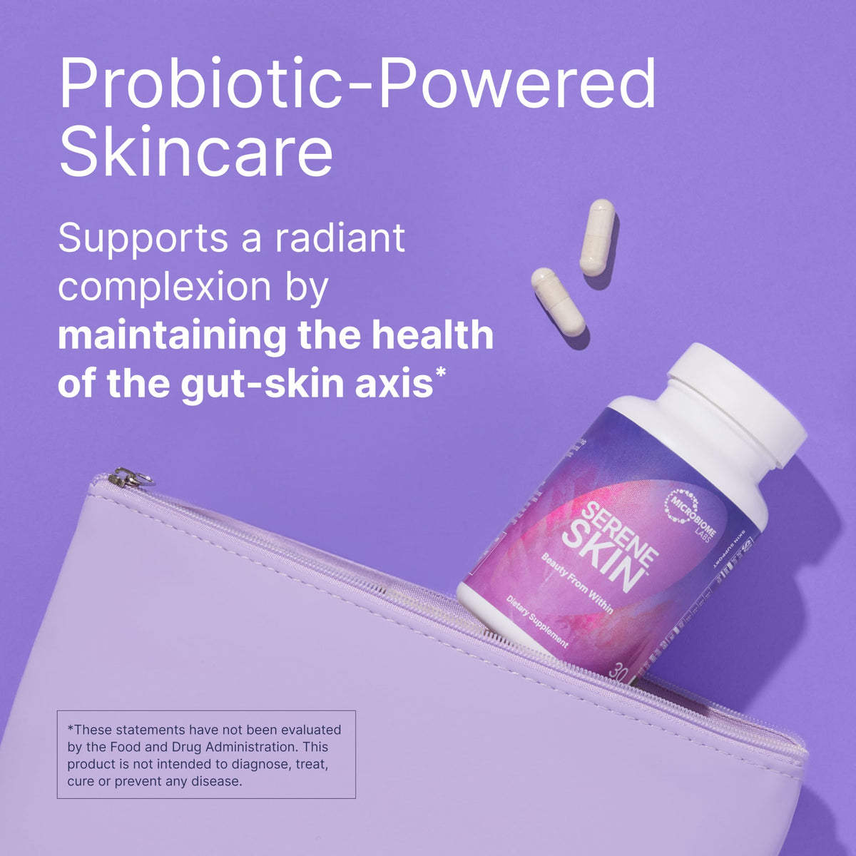 Microbiome Labs SereneSkin 60 capsules arrière avec étiquette