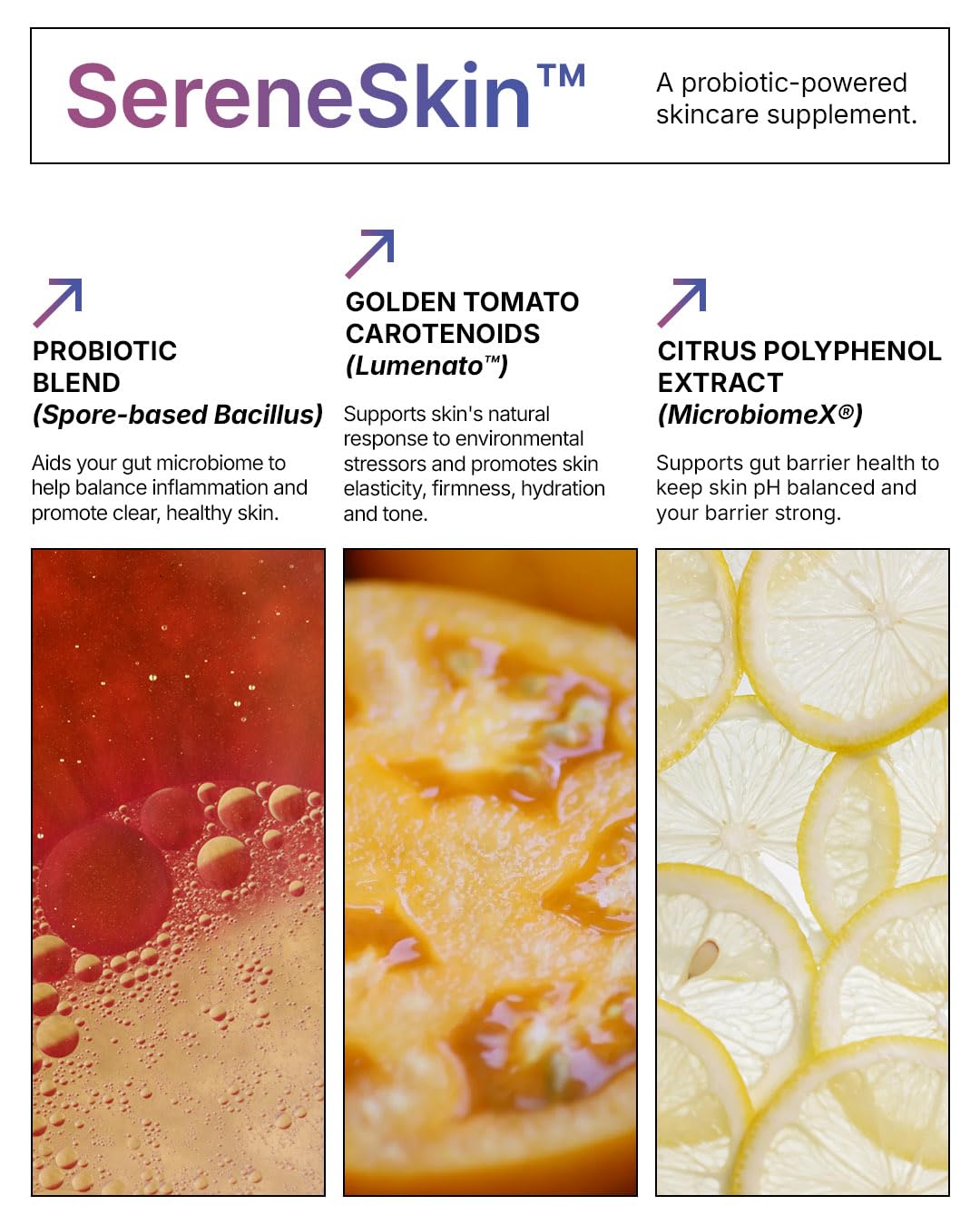 Microbiome Labs SereneSkin boîte ouverte avec capsules