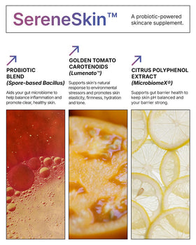 Microbiome Labs SereneSkin boîte ouverte avec capsules