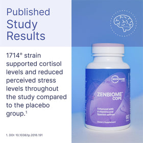 Microbiome Labs Zenbiome COPE capsules close-up on a table