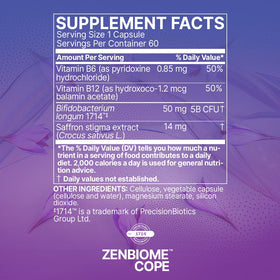 Microbiome Labs Zenbiome COPE ingredients list on the back