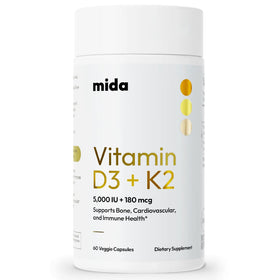 Mida Health D3 K2 5000 UI 180 mcg capsules front view