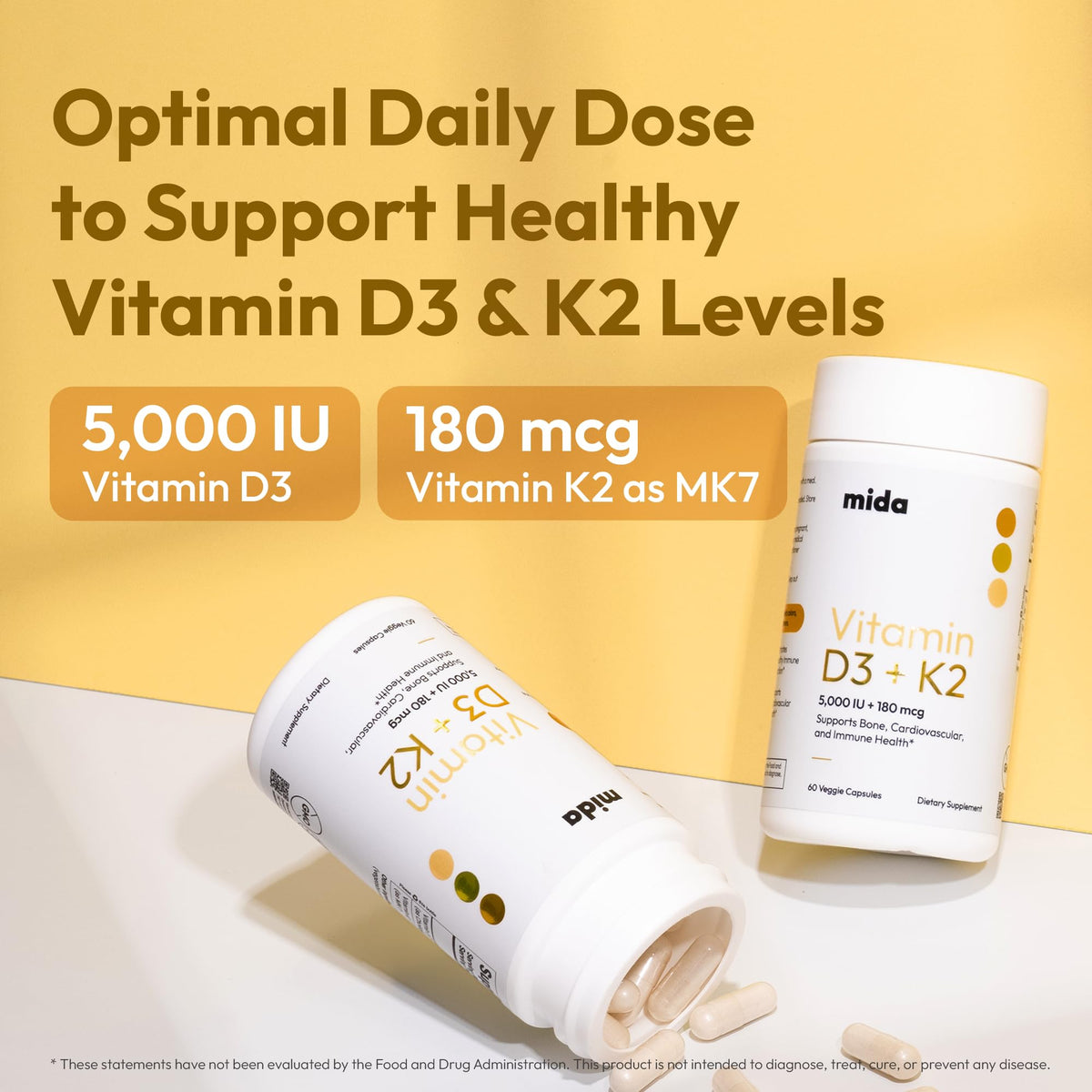 Mida Health D3 K2 5000 UI 180 mcg packaging