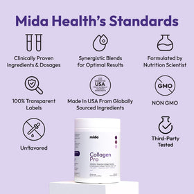 Mida Health Poudre de Collagène Hydrolysé VERISOL® 30 Portions étiquette