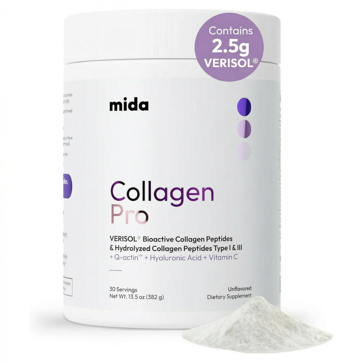 Mida Health Poudre de Collagène Hydrolysé VERISOL® 30 Portions vue avant