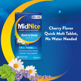 MidNite Back to Sleep 1,5 mg Mélatonine avec des herbes