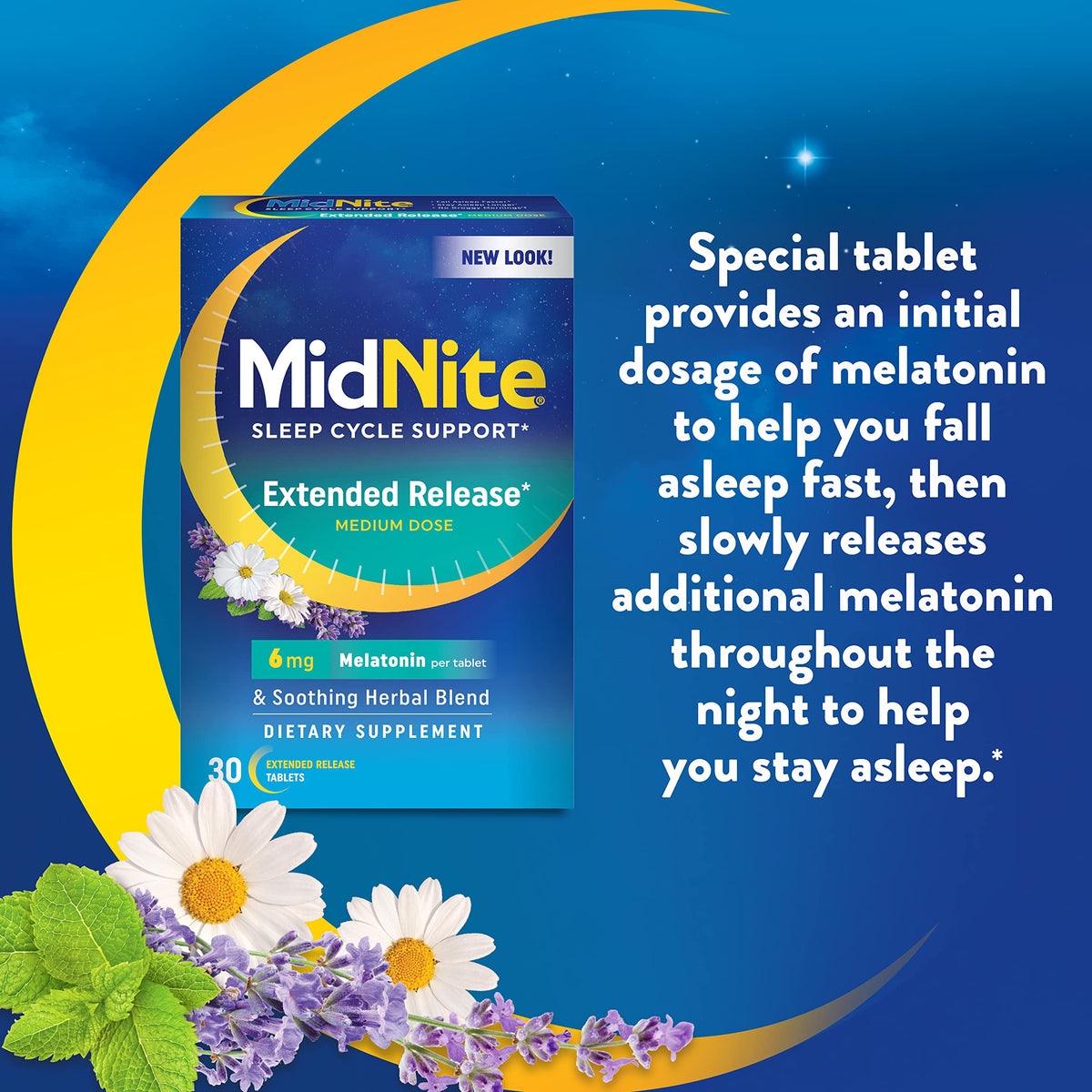 MidNite Complément Alimentaire Sommeil 6 mg côté de la boîte